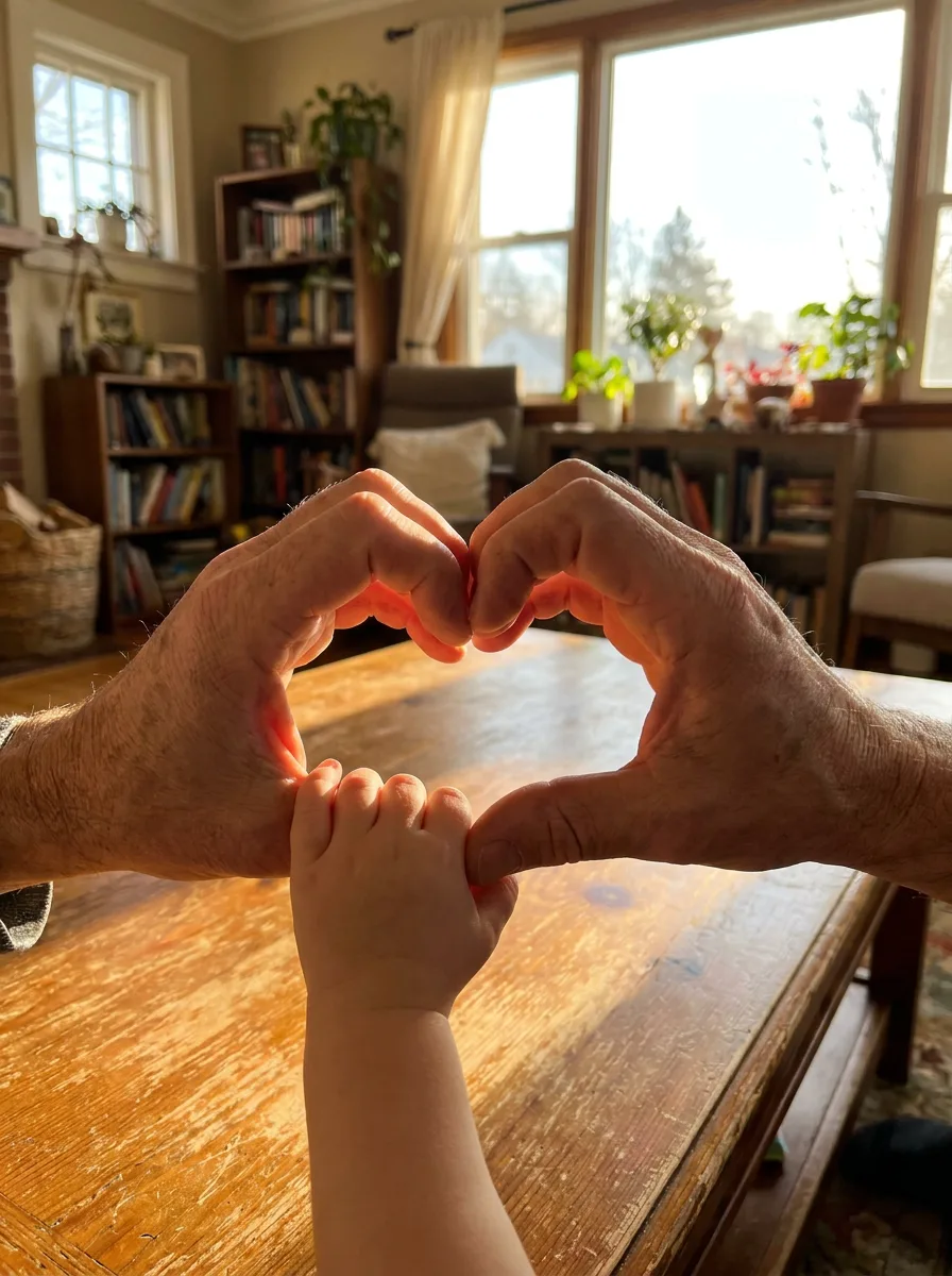 Manos de adultos y de un niño formando un corazón — adopción en CDMX